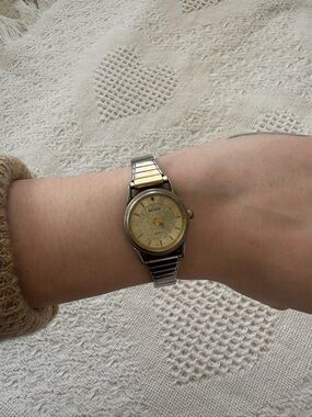 Revlon Two-Tone Gold Round Face Watch Working